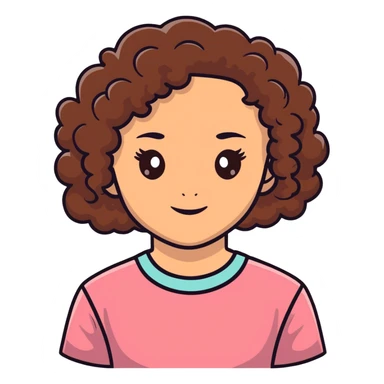 white girl with brown curly hair and brown eyes sticker