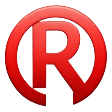 A red R in a circle that is black sticker