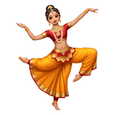 cinematic-realistic-bharatanatyam-dance-emoji,-depicted-as-an-elegant-classical-indian-dance-performance-with-graceful-poses,-intricate-costumes,-and-expressive-hand-gestures,-rendered-with-rich-textures-and-warm-dramatic-lighting, single dancer full body  sticker
