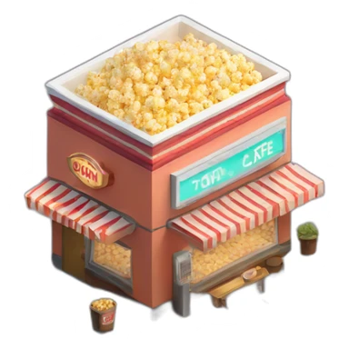 Popcorn cinema cafe isometric sticker