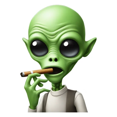 alien smoking a cigarrete sticker