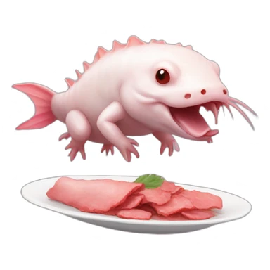 Axolotl eating meat  sticker