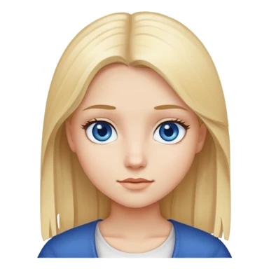 Girl with blonde straight hair and dark blue eyes sticker