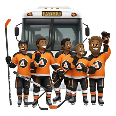 Orange black white Hockey bus trip sticker