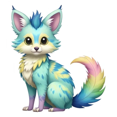 Feral Rare Fantasy pastel tropical Vernid-Trico-species by LiLaiRa, random markings, tufted tail, tufted ears, full body sticker
