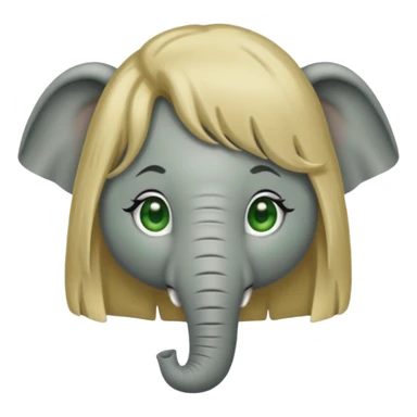 Make and elephant with a dirty blonde wig and green eyes sticker