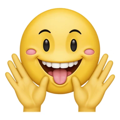Hands spreading open while a smiley face with its tongue out is in the middle sticker