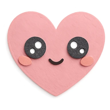 kawaii chibi pink heart character with big sparkling eyes, soft pastel colors, no arms, no legs, full body sticker
