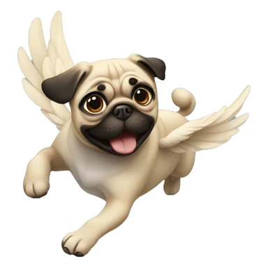 Flying pug dog sticker