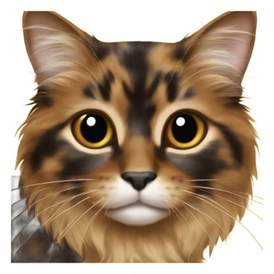 Long haired tortoiseshell cat dominant brown fur not orange sticker