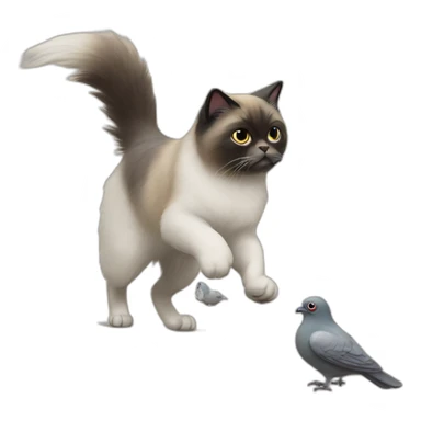 himalayan cat hunting pigeon sticker
