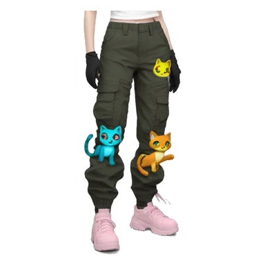 Edgy Shy Anthro cool pretty colorful dark cat-fursona techwear cargo pants sticker