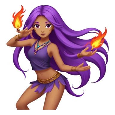 Poi fire dance, girl with long purple hair sticker