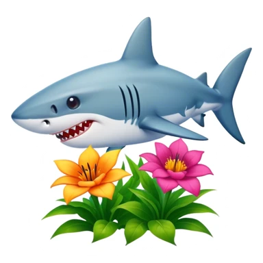 shark planting flowers sticker