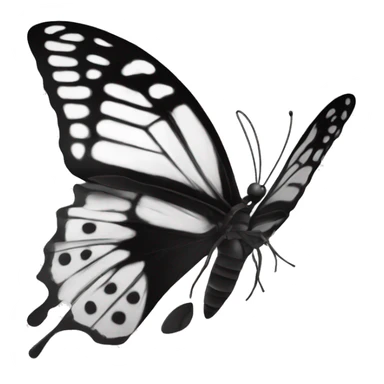 Mariposa bolando en blanco y negro  sticker
