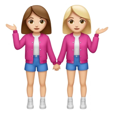 👯‍♀️ generate this emoji, as two white girls, bffs, the same pose but maybe the outfit cuter. we are models sticker
