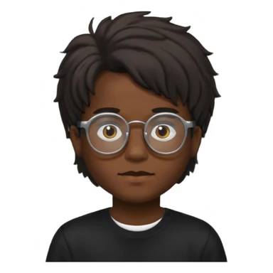  boy with freeform hair black t-shirt put a glasses black people sticker