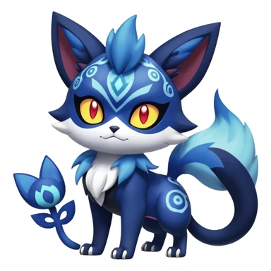 Shiny Evil mExotic Badass Colorful Ethereal Royal Mysterious Gothic Meowstic-Zorua-Litten-Noibat-Pokémon-Fakémon-hybrid-creature (full body) with random pattern-markings sticker