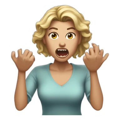 A woman acting like a monster with her hand and her face says grrr. Both hands are visible !  sticker