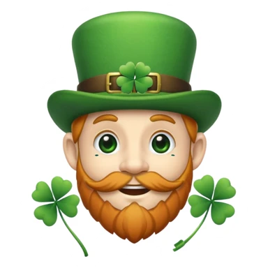 créer un emoji farfadet en noir et blanc, en traçant que les contours, sans pot de pièces dans la main et avec un trèfle à 4 feuilles sur le chapeau sticker