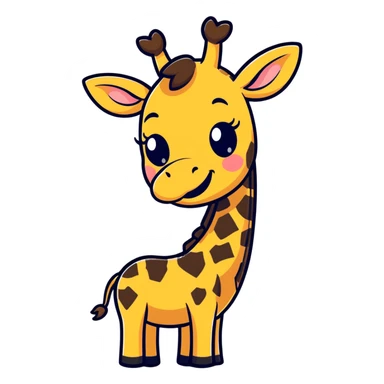 A timid giraffe peeking slightly from the side of the emoji frame, with one hoof shyly waving. Big, nervous eyes, a small smile, and exaggerated blush marks. Cute and awkward—great for lurkers saying 'hi' sticker