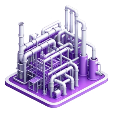 hi tech factory with pipes in violet tones sticker