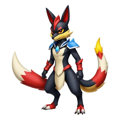 Badass black and red Lucario-Renamon-hybrid, full body sticker