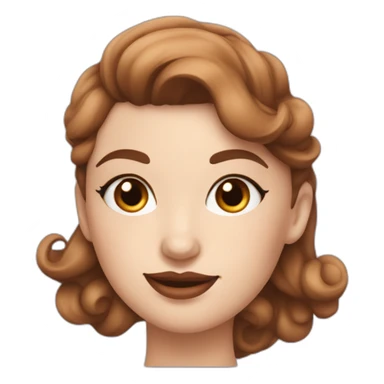 a white skin girl with brown wavy square cut hair, with a pinup style sticker