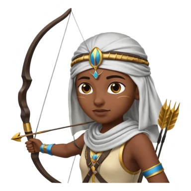 Emoji portrait of an Egyptian archer. Headcloth, bow and arrow, focused expression. sticker