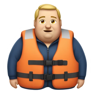 Fat man in a life jacket sticker