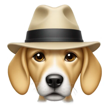 Blond dog wearing a hat sticker