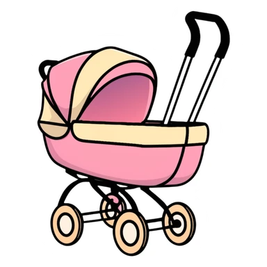 baby stroller with pink gradient and beige accents sticker