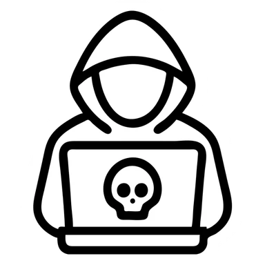 hacker at computer, outlined, modern, minimal color sticker