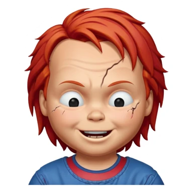 Chucky smiling with eyes closed sticker