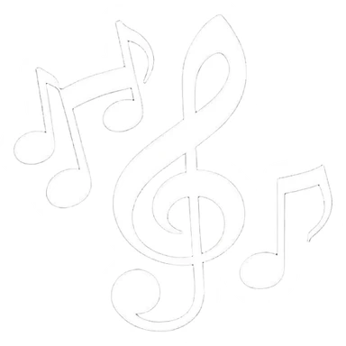 Minimalistic flat vector icon, iOS style, thin black contour on white background. Treble clef and musical notes. Clean, no text, no shadows.
 sticker