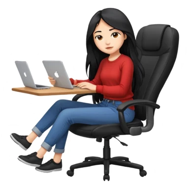 girl that is moving in their chair of work but its not disable just lazy with black long hair and skin a bit latin  sticker