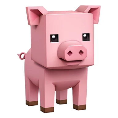 Minecraft pig, full body, pink blocky animal with square head sticker