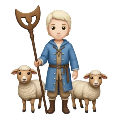 White hispánica Myself at Shepherd clothes with shepherd staff with sheep sticker