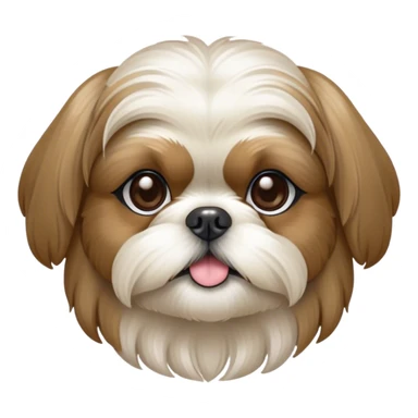 Cinematic Noble Shih Tzu Portrait Emoji, Poised and elegant, with a luxurious, flowing fur in refined muted tones, delicate features and wise, gentle eyes, simplified yet meticulously detailed, glowing with a soft, regal radiance, high shine, exuding quiet dignity and timeless charm, soft glowing outline, capturing the essence of a noble Shih Tzu that epitomizes refined poise! sticker