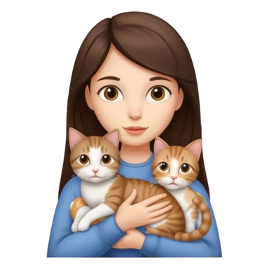 brunette girl holding a tabby cat sticker