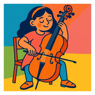 girl playing cello sticker
