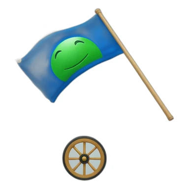 Drapeau avec du bleu en haut du vert en bas et une roue au millieu sticker