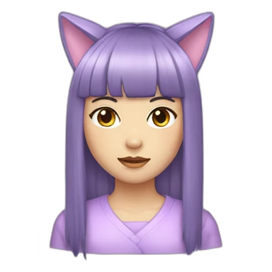 light-purple-blunt-bangs-mullet-hair-cat-ear-japanese-girl sticker