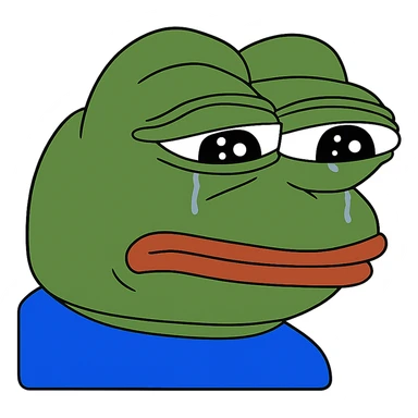 sad Пэпэ meme with teary eyes and a frown sticker