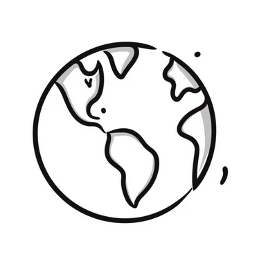 earth globe, hand drawn doodle style sticker