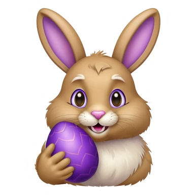 Easter bunny with gold grillz in its mouth, holding a purple easter egg sticker