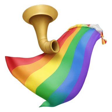 Horn blowing rainbow flag sticker