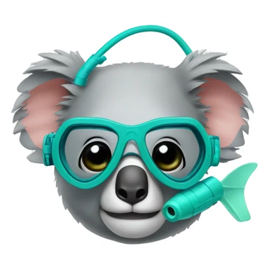A koala with a diving mask and a snorkel sticker