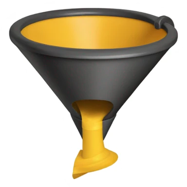 A funnel with a handle sticker