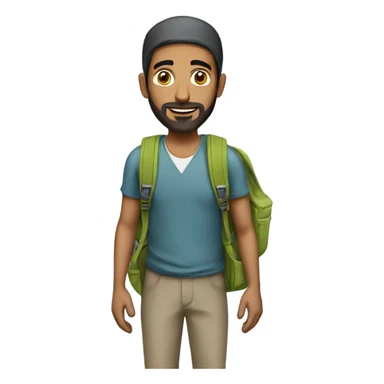 Arab man with backpack sticker